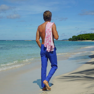 Comfortable linen trousers for Men, Caribbean beach vacation style.  