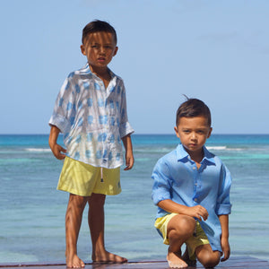 Little boys swim shorts: YELLOW by Lotty B for Pink House Mustique holiday gifts