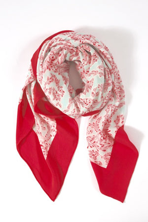 Pure silk Crepe-de-Chine scarf (Seahorse, Pink) by Lotty B