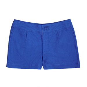 Womens Linen Shorts : DAZZLING BLUE designer Lotty B for Pink House Mustique exclusive resortwear