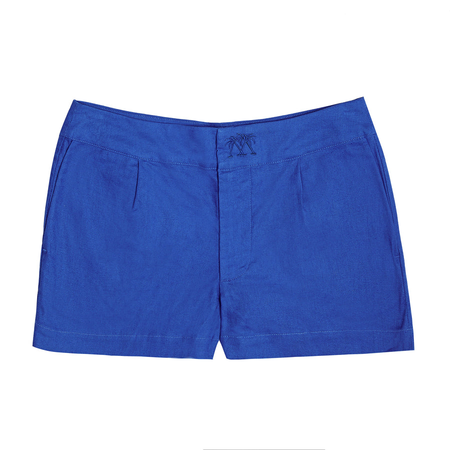 Womens Linen Shorts : DAZZLING BLUE designer Lotty B Mustique holiday style