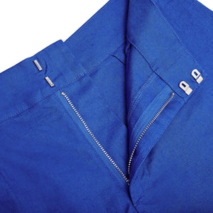 Womens Linen Shorts : DAZZLING BLUE, waist fastening, designer Lotty B