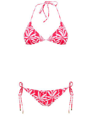 Womens Triangle Bikini : BANANA TREE - RED Caribbean Resort Wear designed by Lotty B Mustique