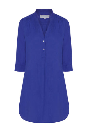 Linen Decima Dress: SAX BLUE