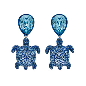Drop Earrings : MUSTIQUE SEA LIFE TURTLE - BLUE designed by Catherine Prevost in collaboration with Atelier Swarovski is in aid of the St. Vincent & the Grenadines Environment Fund.