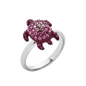 Celebrate the beauty and wonder of endangered or at risk species in the Caribbean: the Hawksbill Turtle Cocktail ring - Swarovski Crystal in Burgundy; palladium plating; brass; designed by Catherine Prevost for Atelier Swarovski
