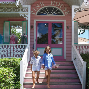 Childrens Linen Shirt: FRENCH BLUE shopping at the Pink House boutique on Mustique