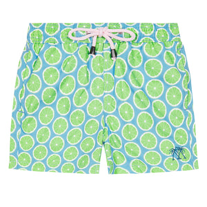 Boys swim shorts: LIME SLICE - GREEN BLUE