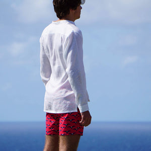 Recycled swim shorts with comfy waist to wear all day on vacation
