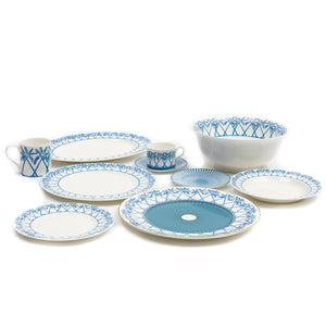 Fine Bone China : PALMS & COCONUTS BLUE - CHARGER PLATE SET of 12
