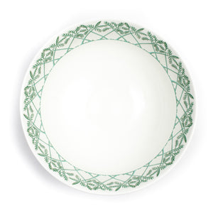 Fine bone china large serving bowl in green Palms design by Lotty B