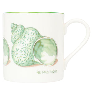 Fine Bone China Mug : SHELL - GREEN designer Lotty B Mustique interiors