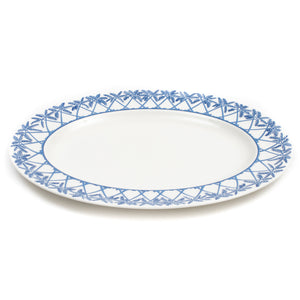 Fine bone china serving platter in Palms blue design