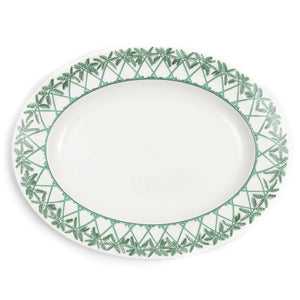 Fine Bone China: PALMS & COCONUTS GREEN - OVAL SERVING PLATTER