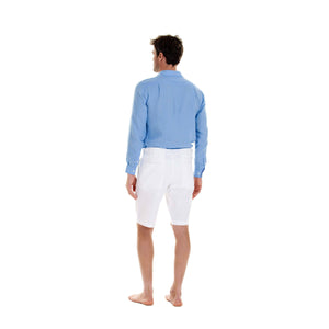Mens Linen Shorts : CLASSIC WHITE back, designer Lotty B for Pink House Mustique