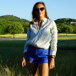 Womens Linen Shorts : DAZZLING BLUE designer Lotty B Womens holiday styles