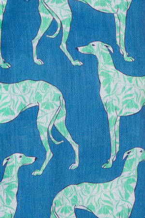 Linen Decima Dress: LURCHER - GREEN / BLUE