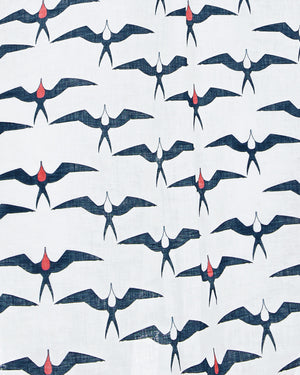 Mens Linen Shirt: FRIGATE BIRD - NAVY / RED