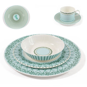 Fine Bone China Dinner Service : MUSTIQUE ISLAND - Bowl, Salad plate, Dinner plate, Side plate, Coffee cup & Saucer