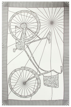Lotty B Sarong in Silk Chiffon: BICYCLE - BLACK & WHITE