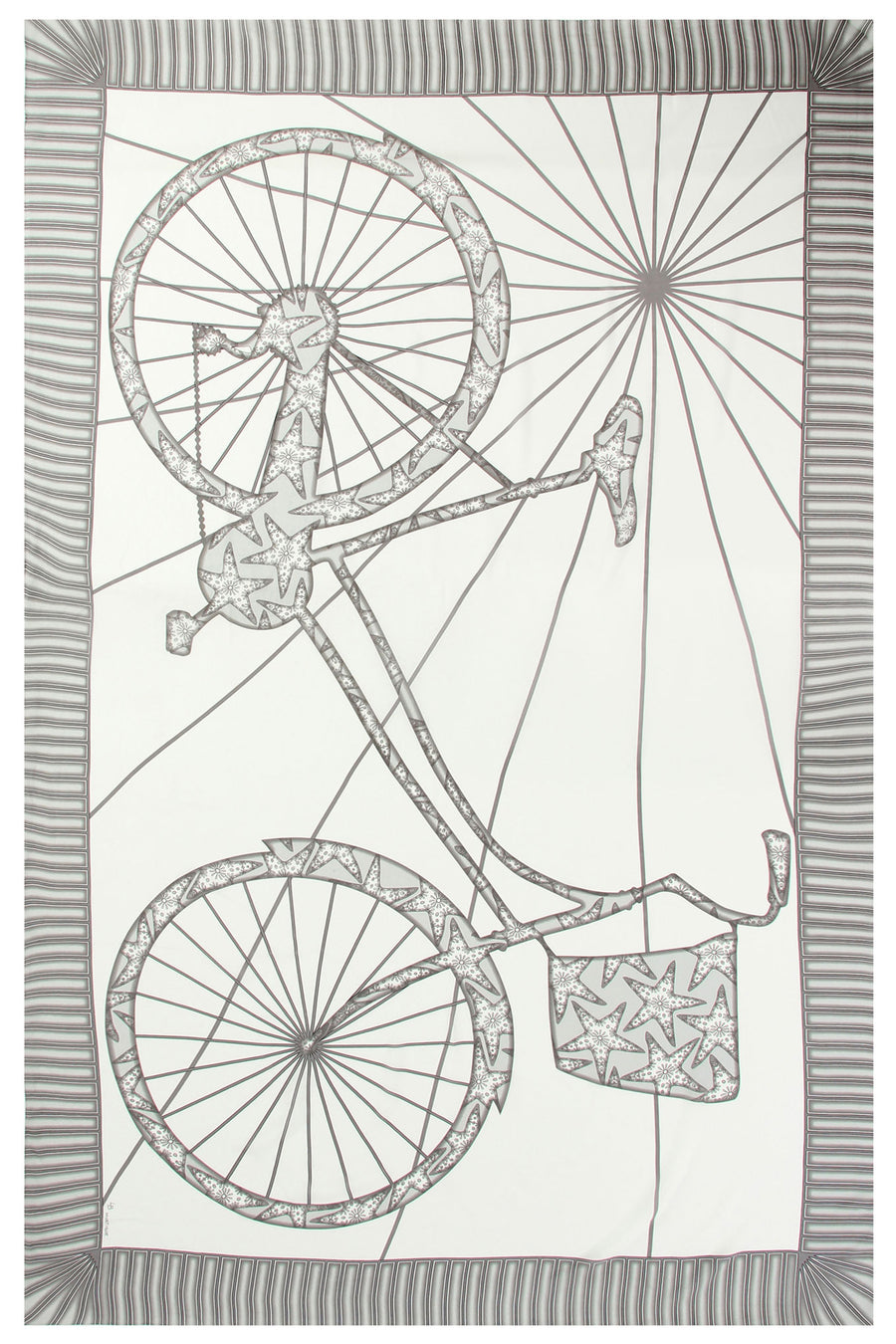 Lotty B Sarong in Silk Crepe-de-Chine: BICYCLE - BLACK & WHITE Mustique life