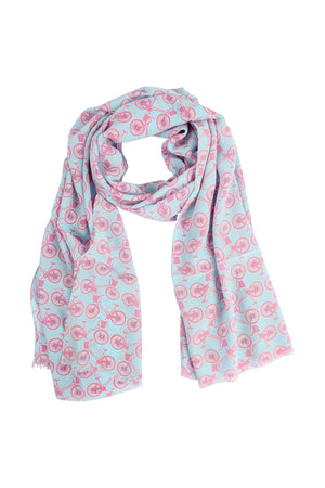 Lotty B Silk Crepe-de-Chine Long Scarf BICYCLE REPEAT - PINK