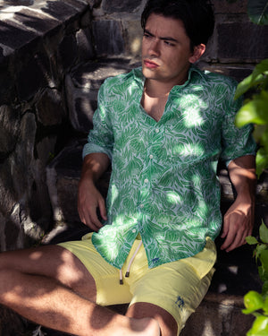 Protea floral print linen shirt, comfortable, stylish and designed to last.