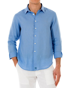 Mens Linen Shirt : FRENCH BLUE front