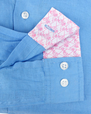 Mens Linen Shirt : FRENCH BLUE cuff detail