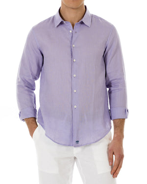 Mens Linen Shirt (Violet) Front