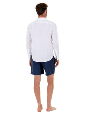 Mens Linen Shirt: CLASSIC WHITE back