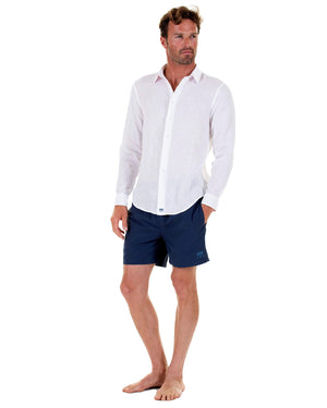 Mens Linen Shirt: CLASSIC WHITE front