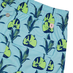 Sustainable swim shorts made from soft recycled Repreve fabric designed by Lotty B Mustique