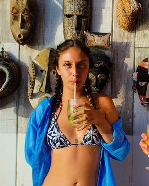 Womens Triangle Bikini : BANANA TREE - NAVY Caribbean Resortwear Mustique lifestyle at Basil's
