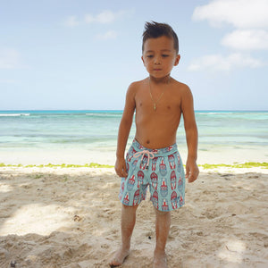 Boys swim shorts: RIVA - RED / TURQUOISE
