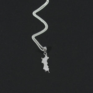Silver Diamante MINI Mustique Island Pendant with curb chain - white zirconium crystals
