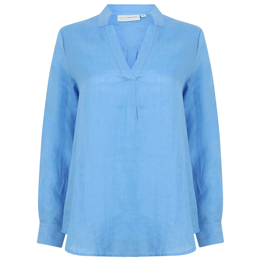 Womens Linen Blouse: FRENCH BLUE easy beach wear Mustique style