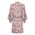 Bed to beach robe Flamboyant Flower orange aqua blue back designer Lotty B Mustique