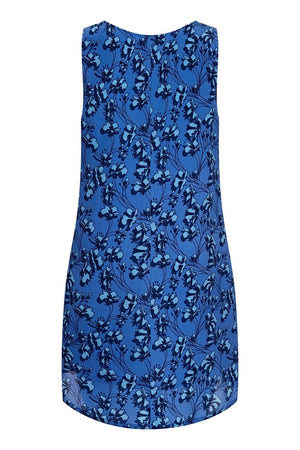 Womens silk Henny dress Flamboyant Flower Blue by Lotty B Mustique back detail